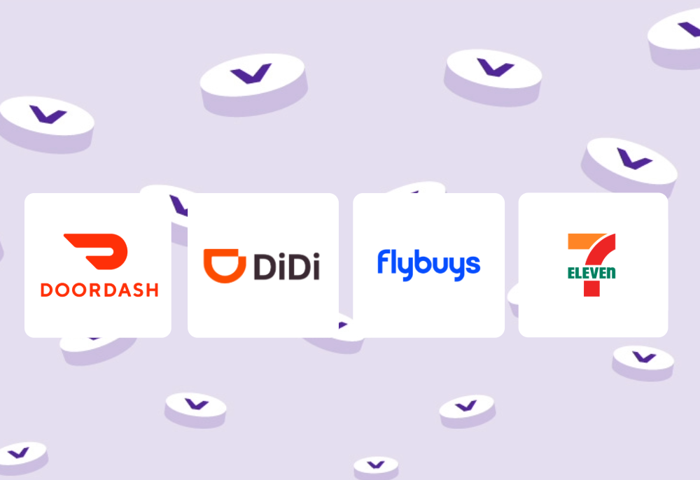 Tile with the DoorDash, DiDi, Flybuys, and 7-Eleven logos